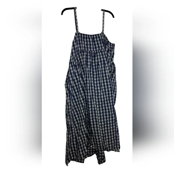 Old Navy White And Blue Gingham Dress With Pockets! - Picture 2 of 4